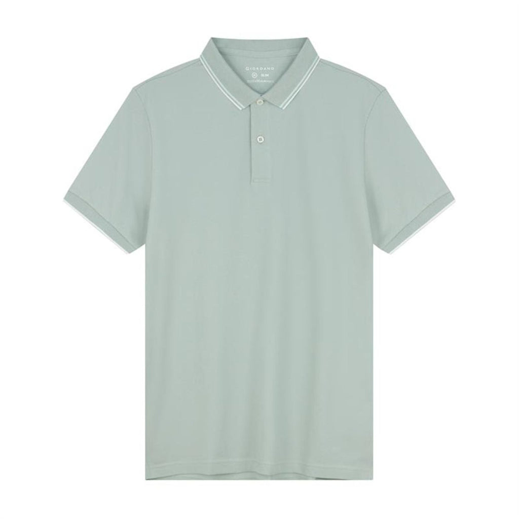 Giordano Men’s Slim Pique Solid Polo with Flat Knit Collar - Premium Polo