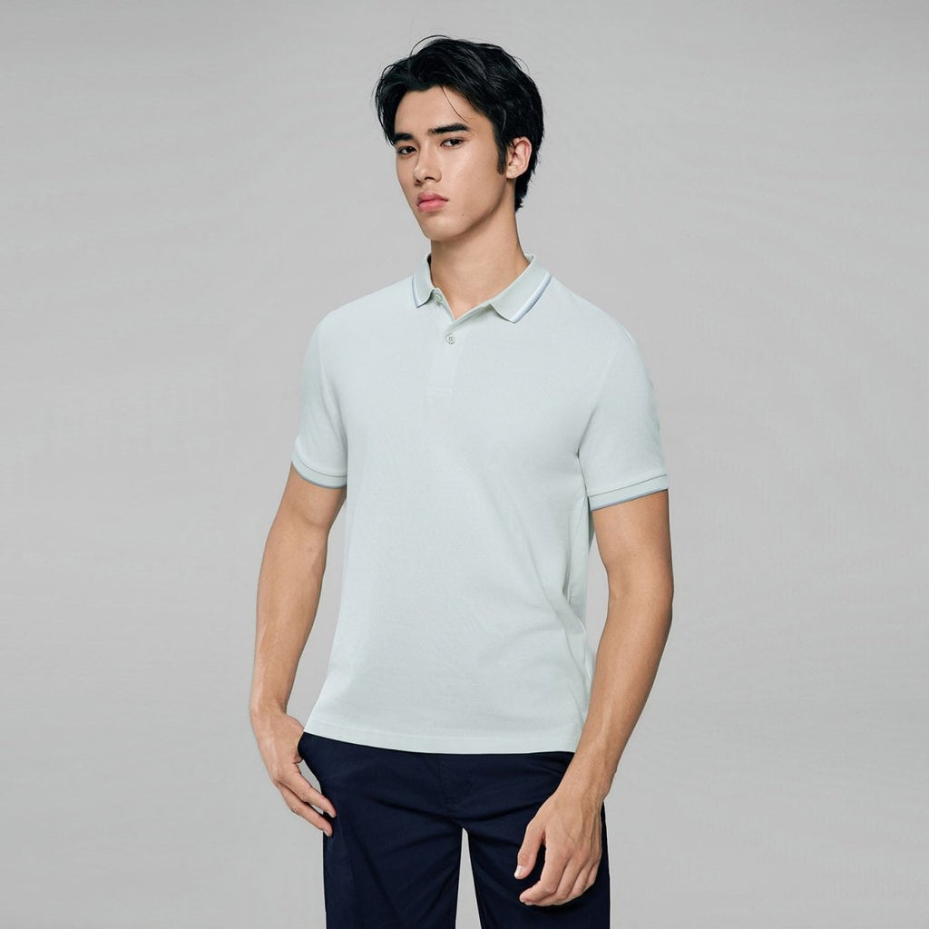 Giordano Men’s Slim Pique Solid Polo with Flat Knit Collar - Premium Polo