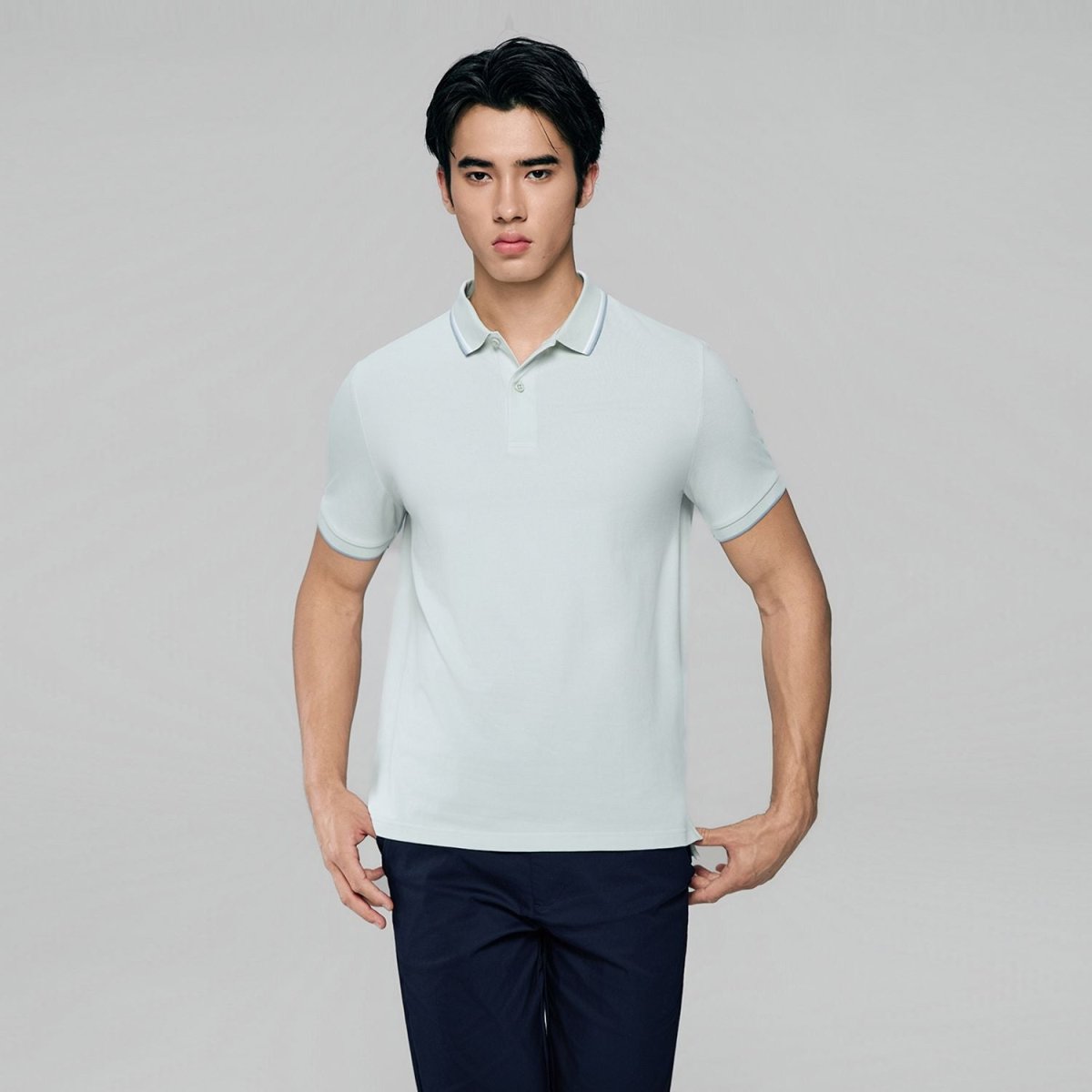 Giordano Men’s Slim Pique Solid Polo with Flat Knit Collar - Premium Polo