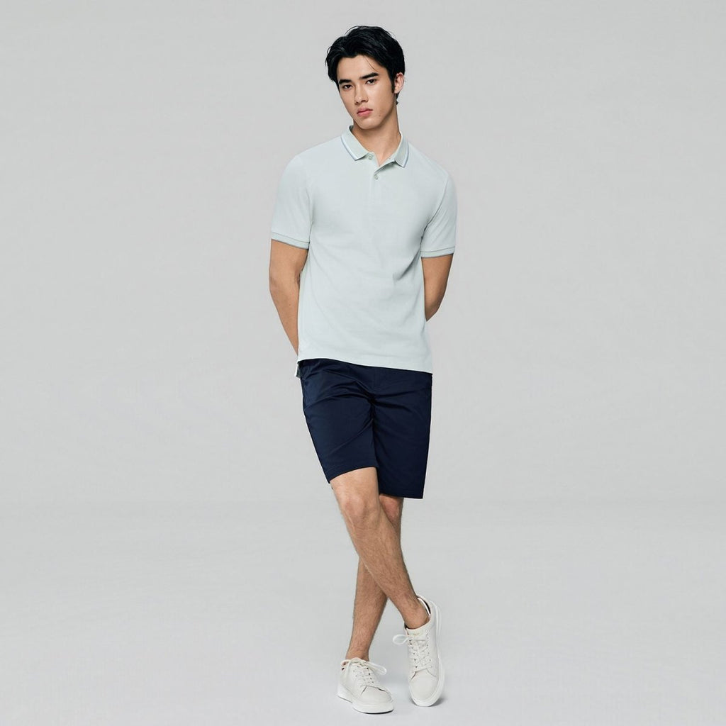 Giordano Men’s Slim Pique Solid Polo with Flat Knit Collar - Premium Polo