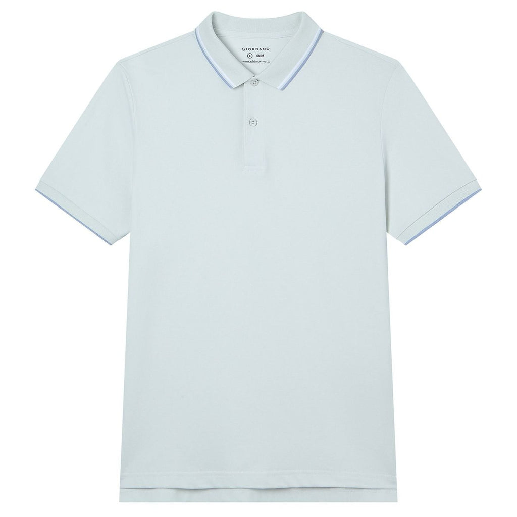 Giordano Men’s Slim Pique Solid Polo with Flat Knit Collar - Premium Polo