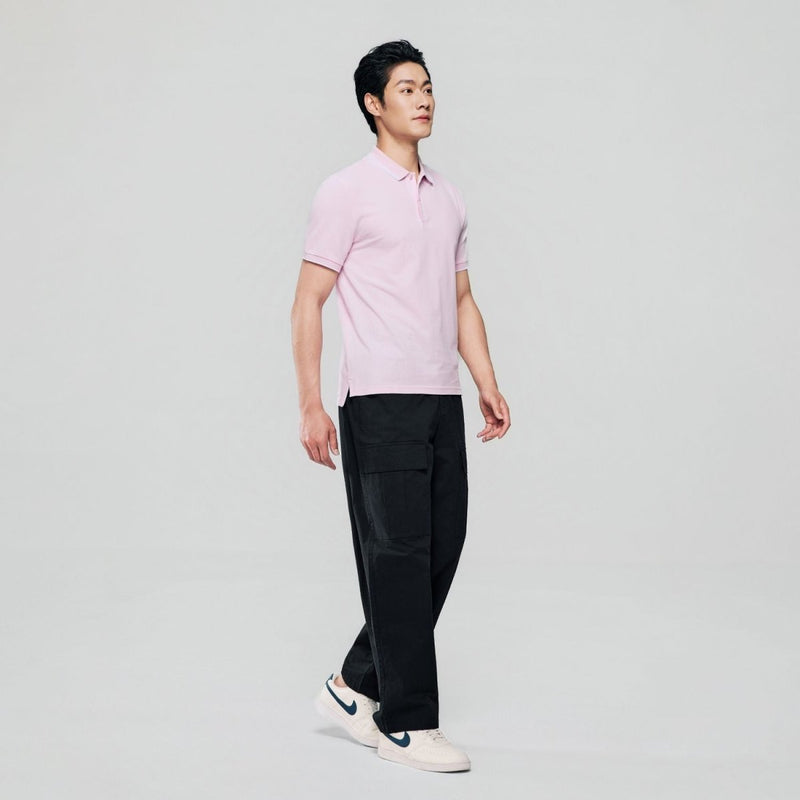 Giordano Men’s Slim Pique Solid Polo with Flat Knit Collar - Premium Polo