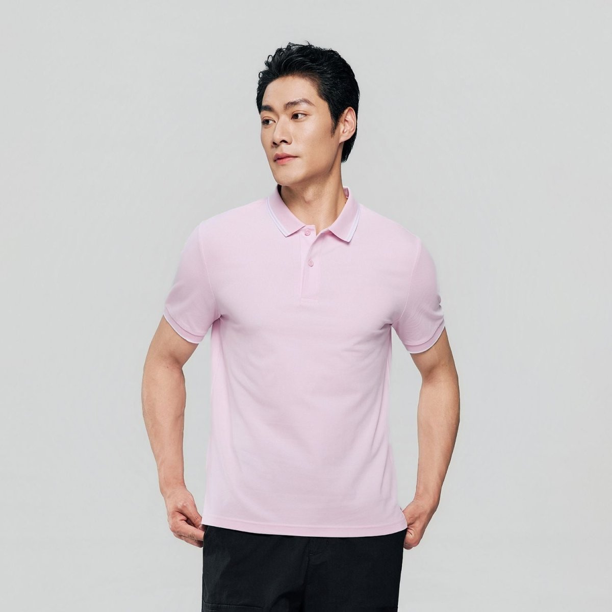 Giordano Men’s Slim Pique Solid Polo with Flat Knit Collar - Premium Polo