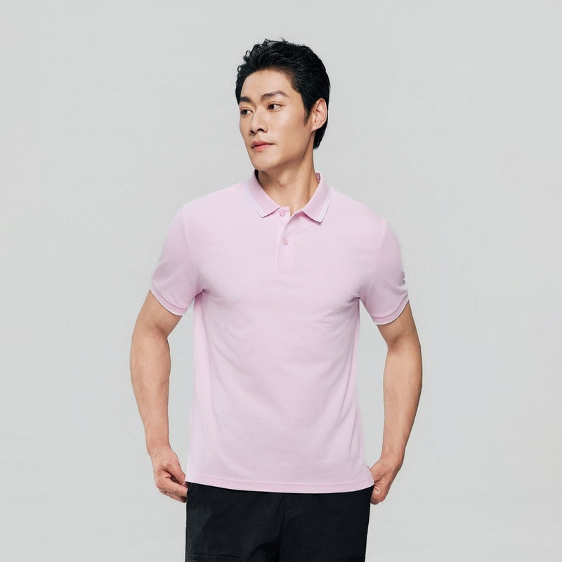 Giordano Men’s Slim Pique Solid Polo with Flat Knit Collar - Premium Polo
