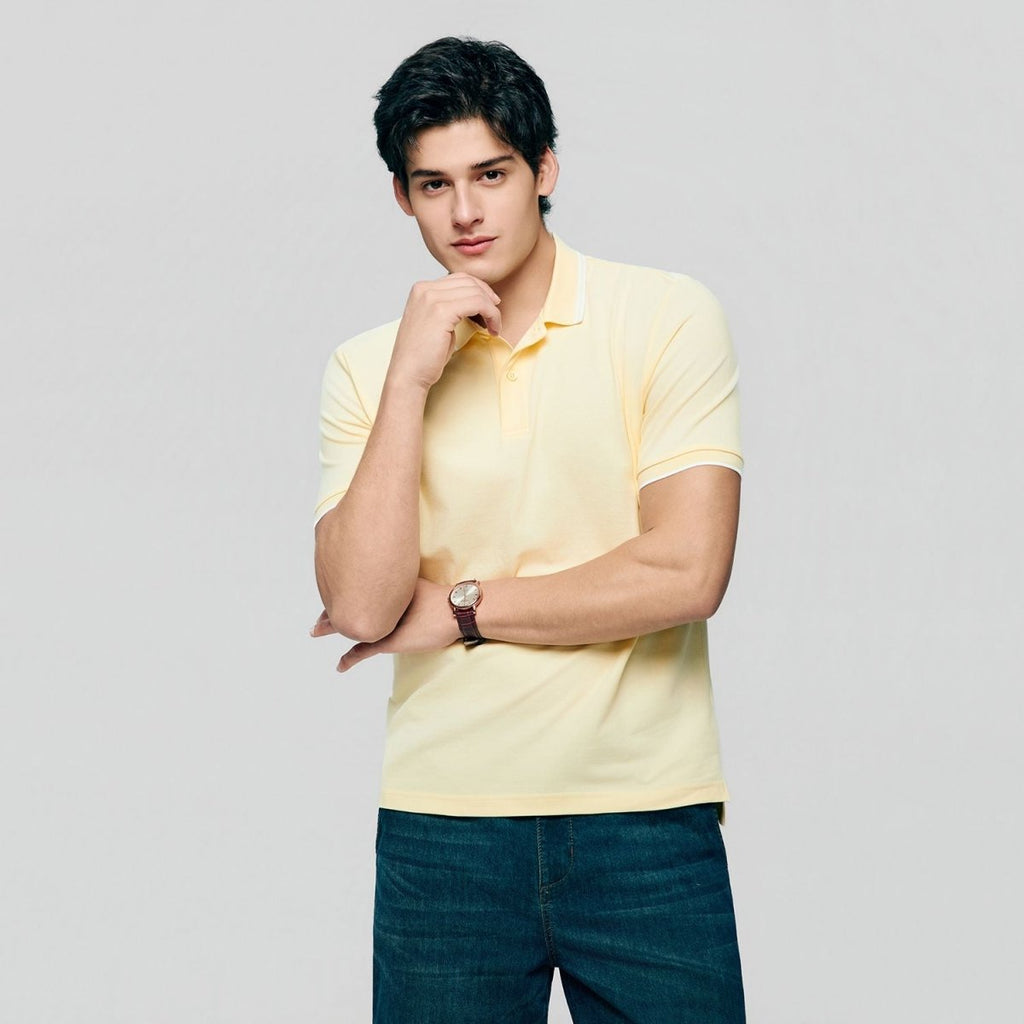Giordano Men’s Slim Pique Solid Polo with Flat Knit Collar - first_variant_option_2 Premium Polo for Giordano