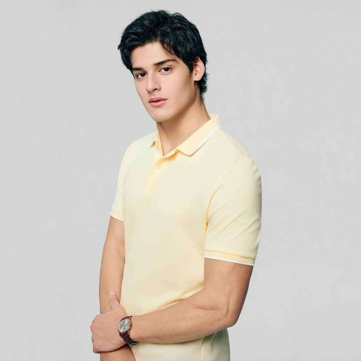 Giordano Men’s Slim Pique Solid Polo with Flat Knit Collar - first_variant_option_2 Premium Polo for Giordano