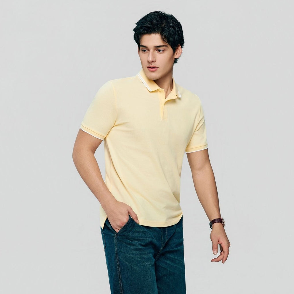 Giordano Men’s Slim Pique Solid Polo with Flat Knit Collar - first_variant_option_2 Premium Polo for Giordano