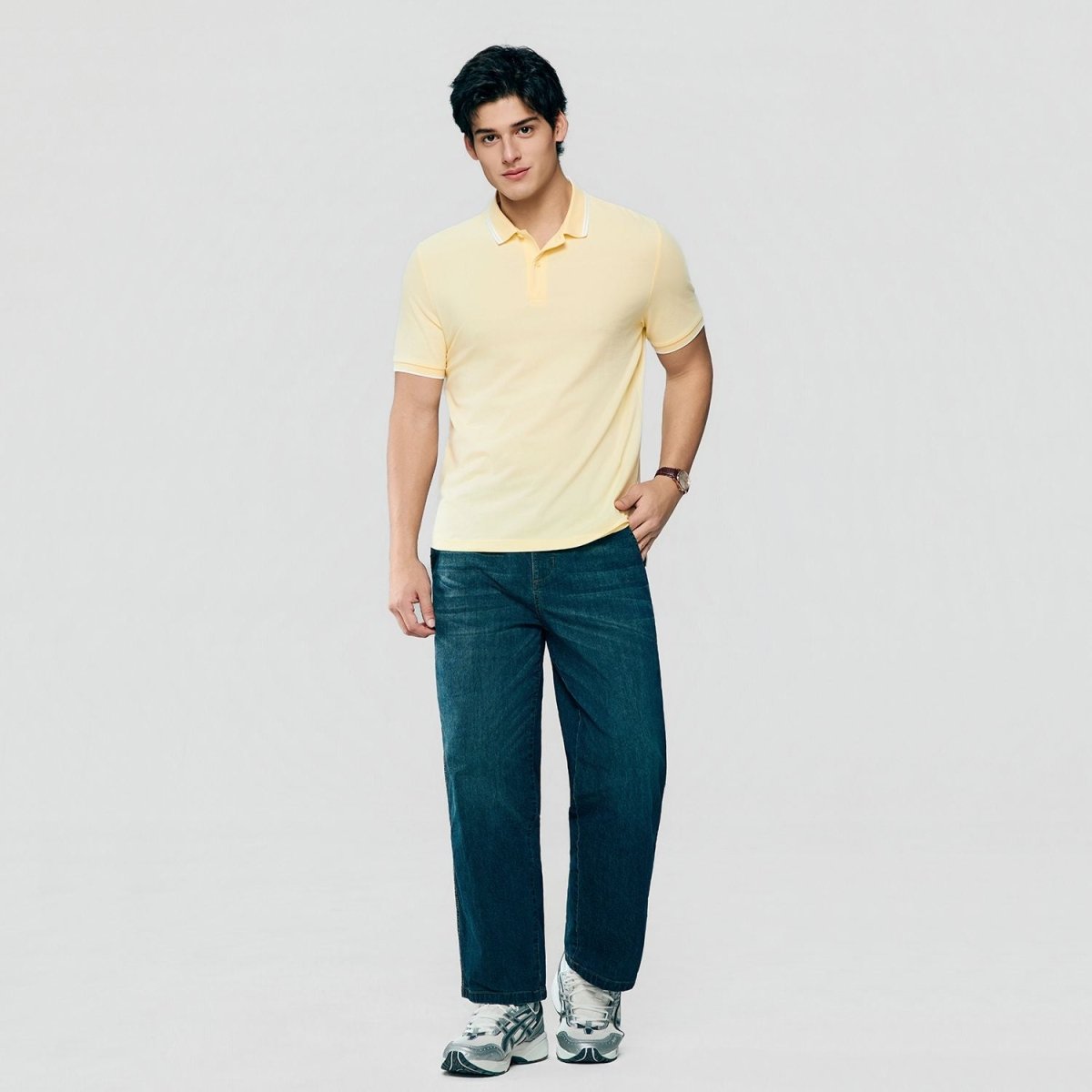 Giordano Men’s Slim Pique Solid Polo with Flat Knit Collar - first_variant_option_2 Premium Polo for Giordano