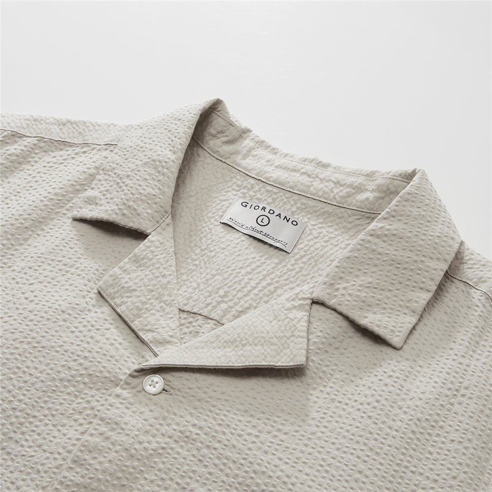 Giordano Men’s Slim Seersucker Short Sleeve Button Shirt - first_variant_option_2 Premium Shirt for Giordano