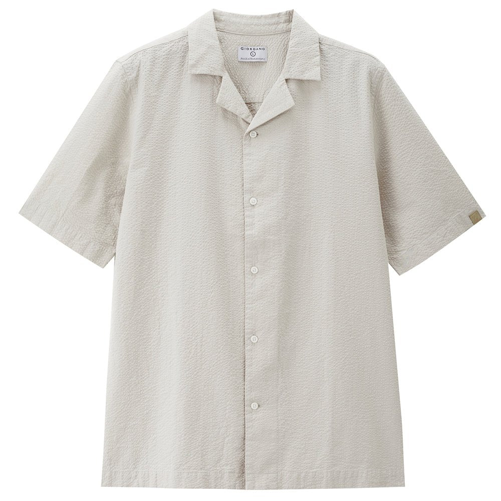 Giordano Men’s Slim Seersucker Short Sleeve Button Shirt - first_variant_option_2 Premium Shirt for Giordano