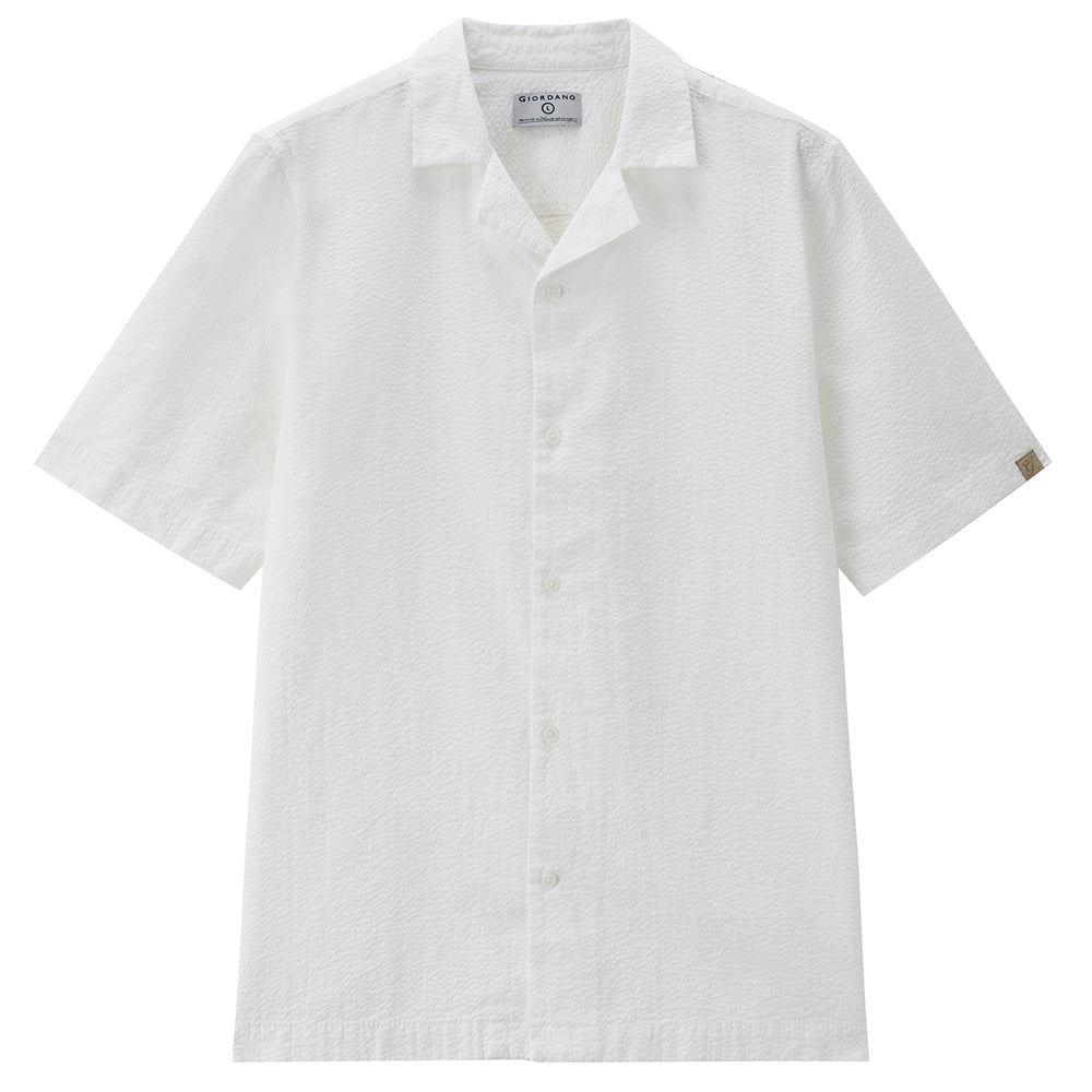 Giordano Men’s Slim Seersucker Short Sleeve Button Shirt - first_variant_option_2 Premium Shirt for Giordano