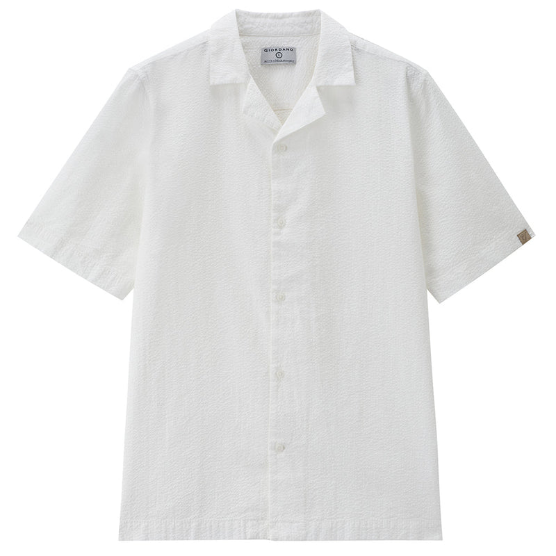 Giordano Men’s Slim Seersucker Short Sleeve Button Shirt - first_variant_option_2 Premium Shirt for Giordano