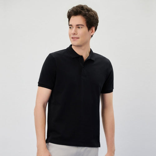 Giordano Men's Slim Solid Pique Polo With Flat Knit Collar & Soft Finish - first_variant_option_2 Premium Polo for Giordano