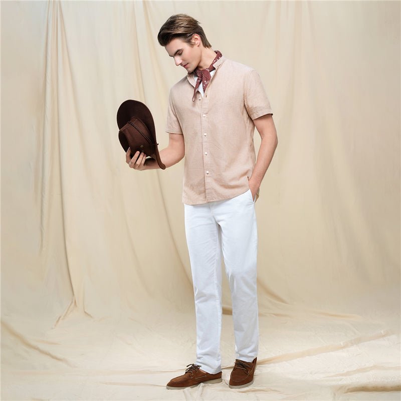 Giordano Men's Slim Taper Linen Cotton Khakis - first_variant_option_2 Premium Pants for Giordano