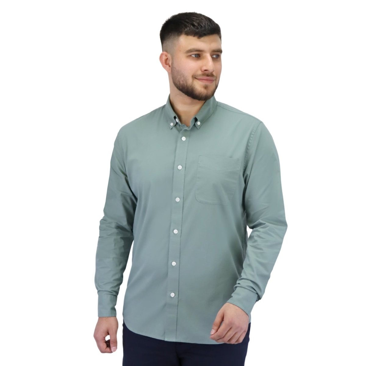 Giordano Men's Stretch Long Sleeve Slim Button Front Shirt - Premium Shirts