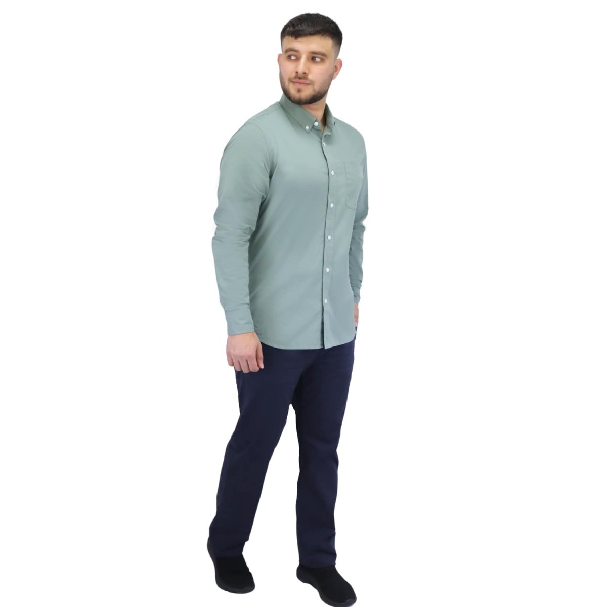 Giordano Men's Stretch Long Sleeve Slim Button Front Shirt - Premium Shirts