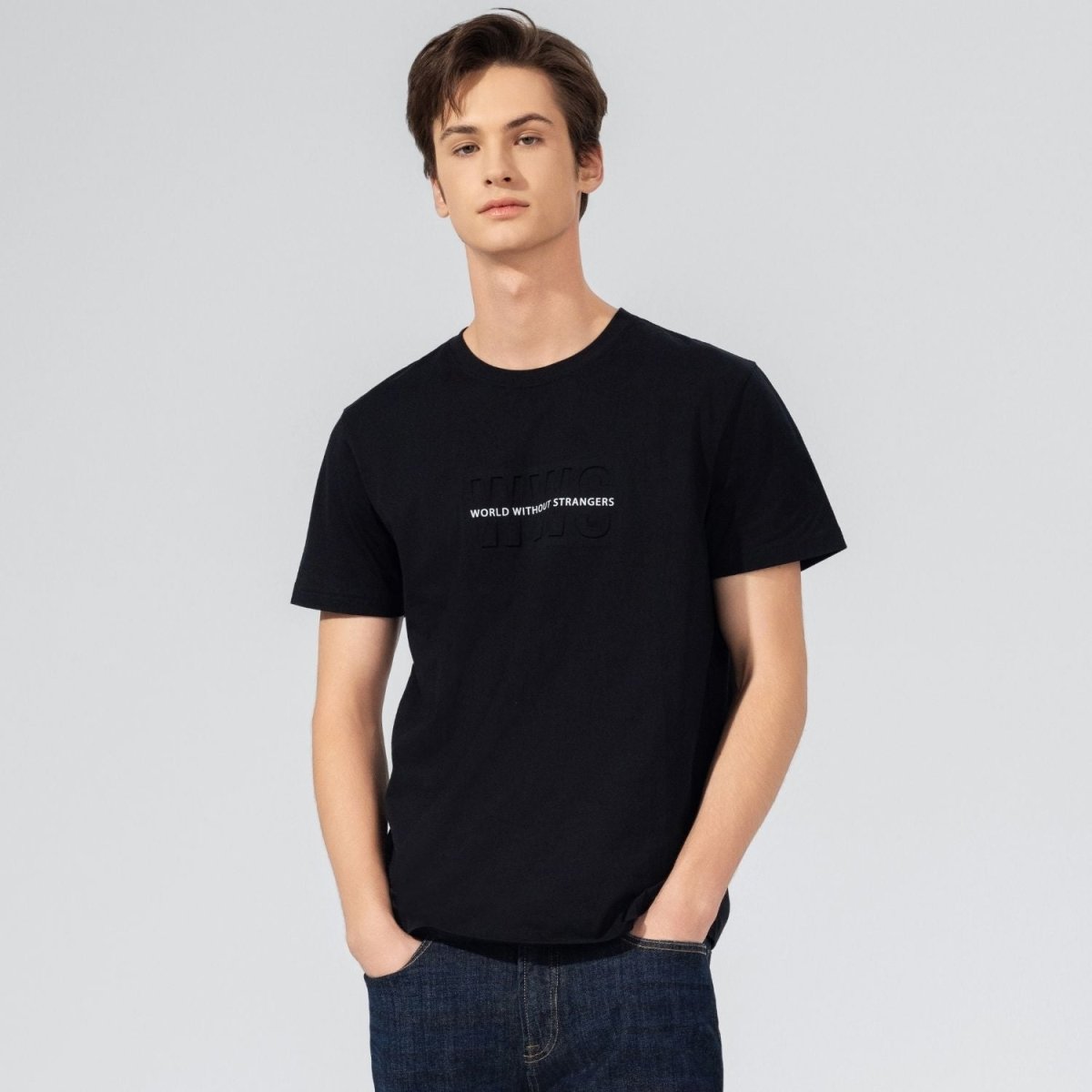 Giordano Men's World Without Strangers Print Tee - Slim Fit, Crew Neck, Cotton - Premium Print Tee