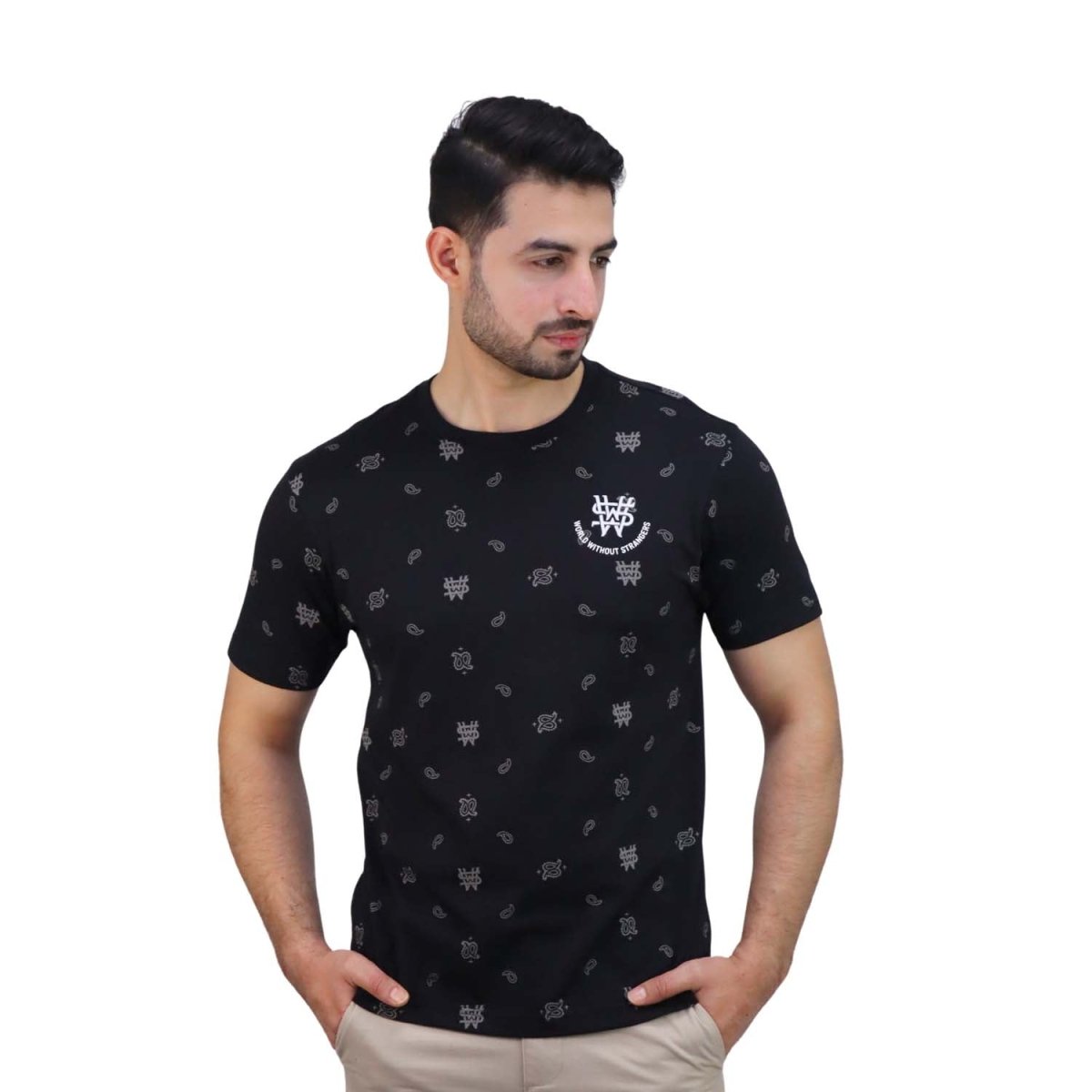 Giordano Men's Wws Crewneck Short Sleeve Slim Fit All Over Print Print Tee - Premium Print Tee