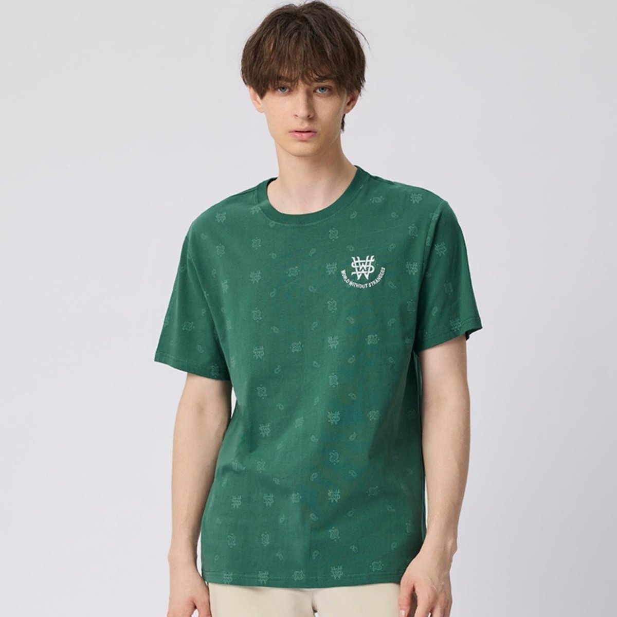 Giordano Men's Wws Crewneck Short Sleeve Slim Fit All Over Print Print Tee - Premium Print Tee