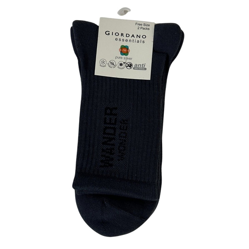 Giordano Wander Wonder Collection Longer Socks - 2 Pack, Cotton Polyester Elastane Blend - Premium Socks