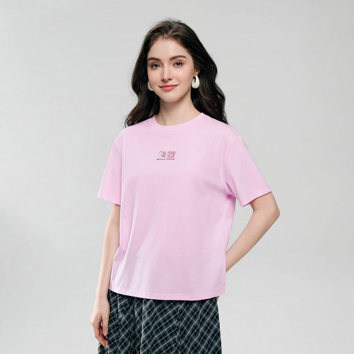 Giordano Women Boyfriend Cotton Graphic Crew Tee - Premium Print Tee