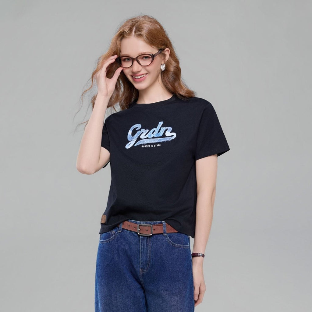 Giordano Women Boyfriend Cotton Graphic Tee - first_variant_option_2 Premium Print Tee for Giordano