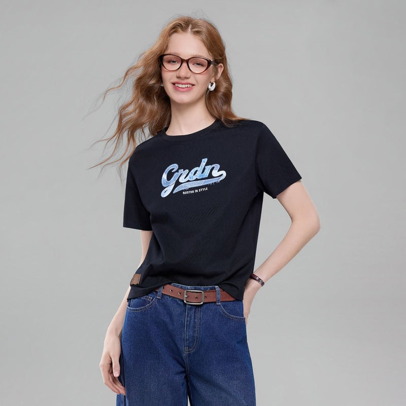 Giordano Women Boyfriend Cotton Graphic Tee - first_variant_option_2 Premium Print Tee for Giordano