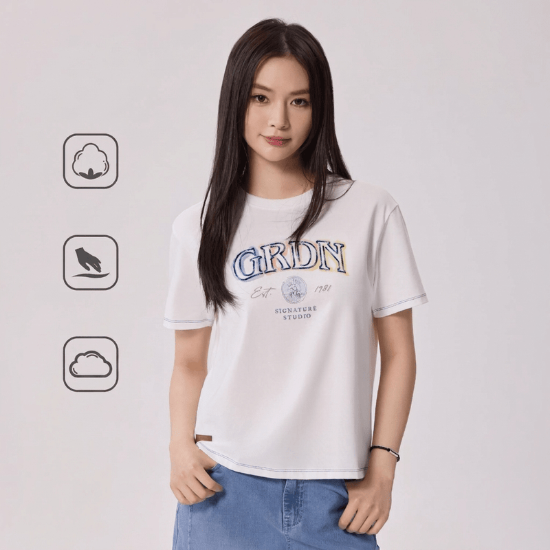 Giordano Women Boyfriend Cotton Graphic Tee - first_variant_option_2 Premium Print Tee for Giordano
