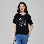 Giordano Women Boyfriend Cotton Print Crew Tee - Premium Print Tee