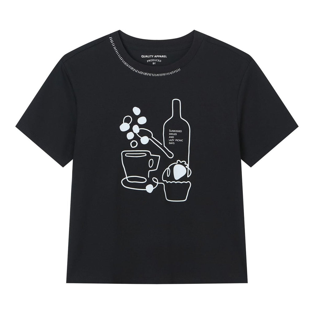 Giordano Women Boyfriend Cotton Print Crew Tee - Premium Print Tee