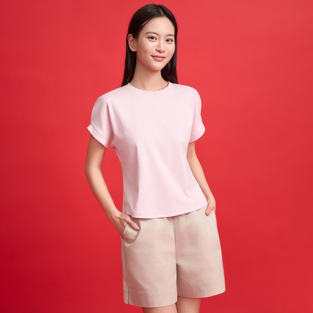 Giordano Women Boyfriend Interlock Liquid Tee - first_variant_option_2 Premium Tee for Giordano