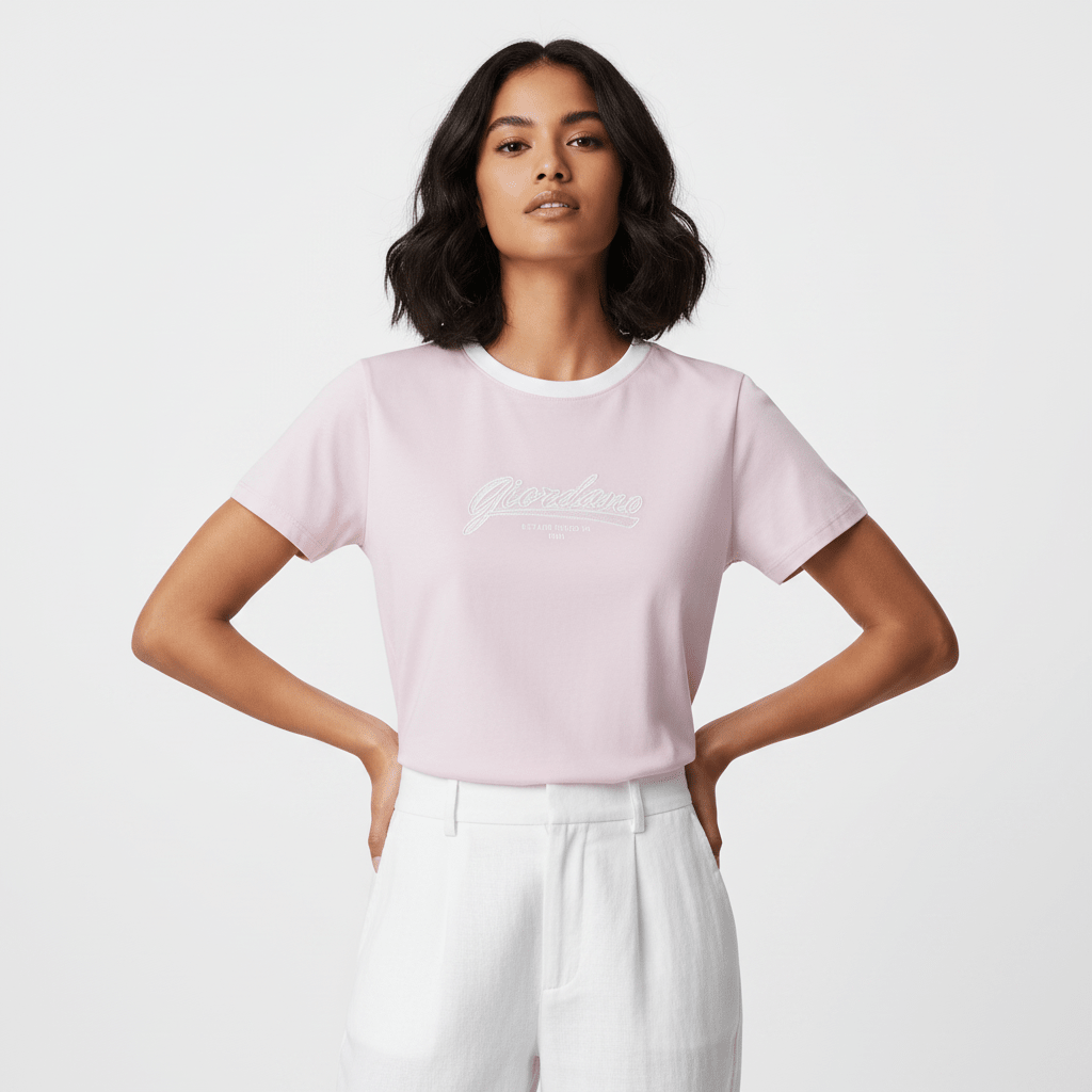 Giordano Women Comfort Cotton Graphic Crew Tee - Premium Print Tee