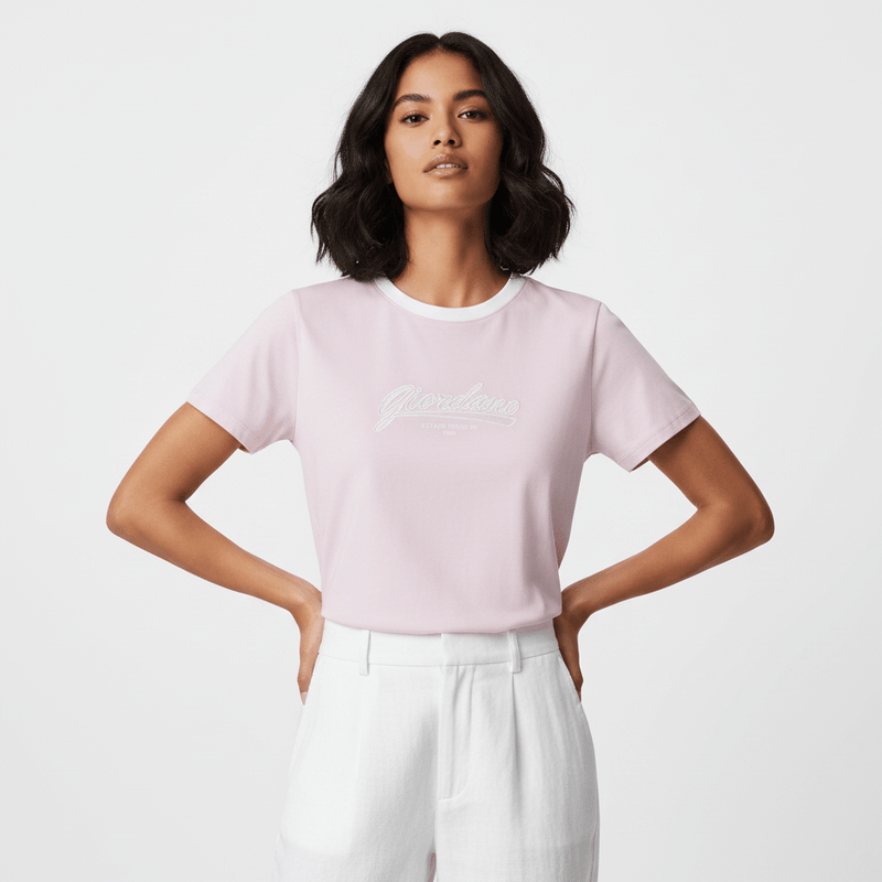 Giordano Women Comfort Cotton Graphic Crew Tee - Premium Print Tee
