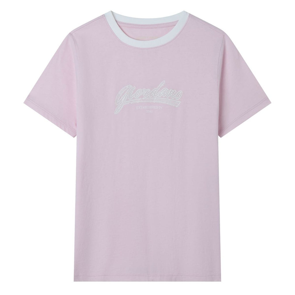 Giordano Women Comfort Cotton Graphic Crew Tee - Premium Print Tee