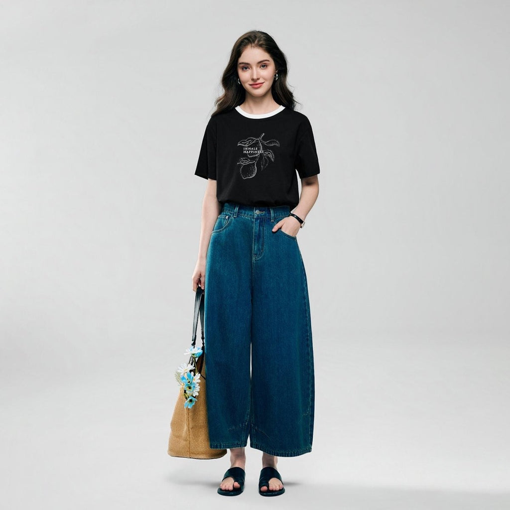Giordano Women Cotton Graphic Crew Tee - Premium Print Tee