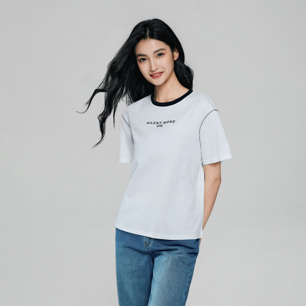 Giordano Women Cotton Graphic Crewneck Tee - Premium Print Tee