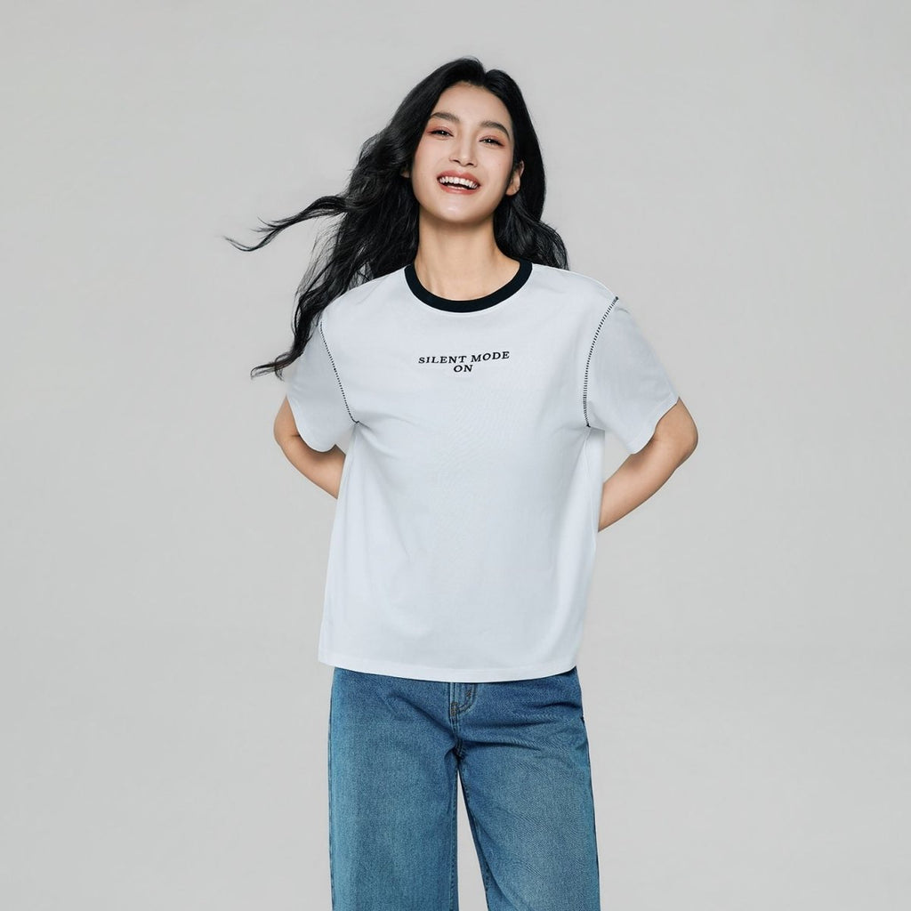 Giordano Women Cotton Graphic Crewneck Tee - Premium Print Tee