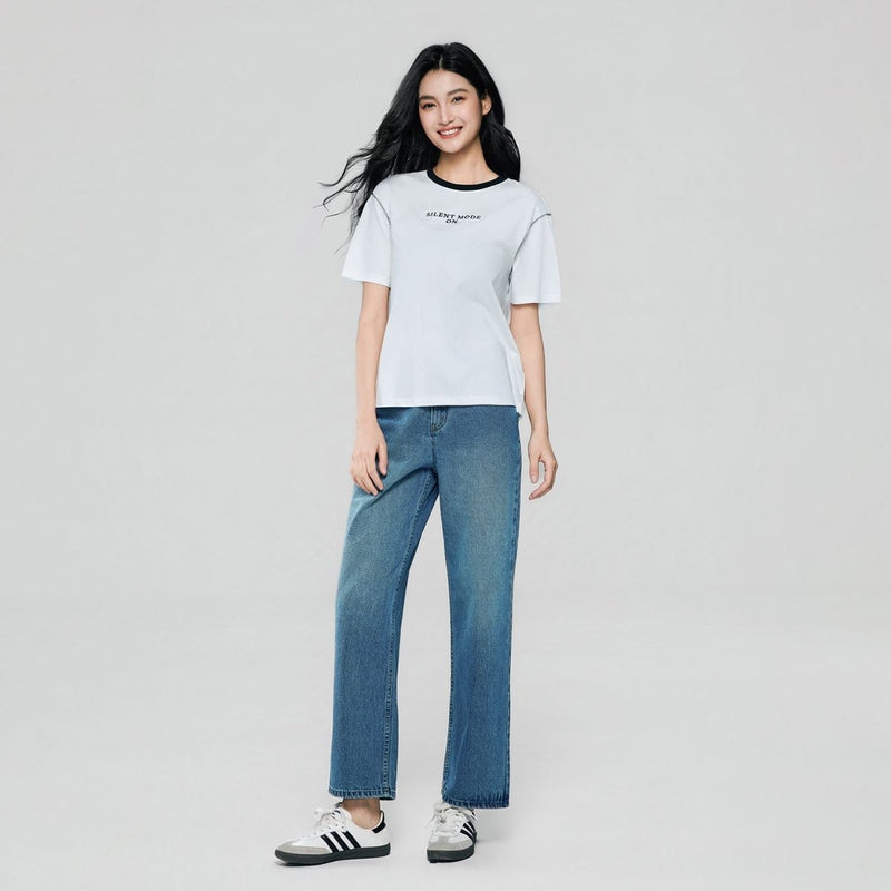 Giordano Women Cotton Graphic Crewneck Tee - Premium Print Tee