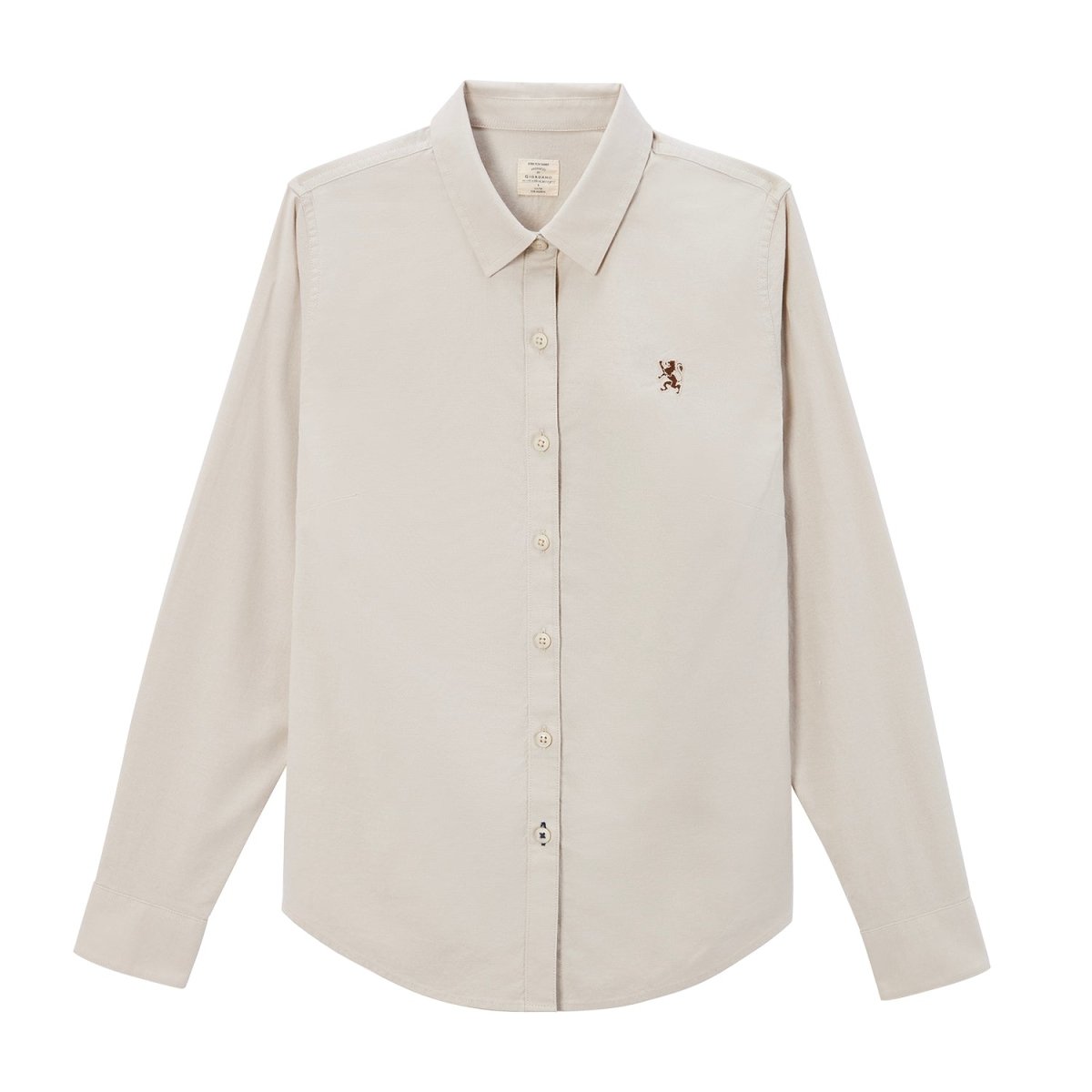 Giordano Women Oxford Shirt With Small Lion Embroidery - Premium Shirts
