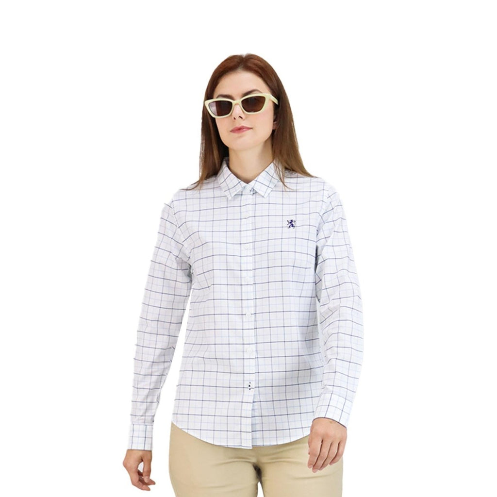 Giordano Women Oxford Shirt With Small Lion Embroidery - Premium Shirts