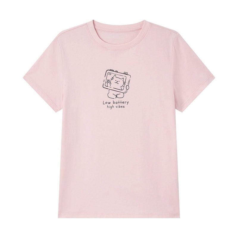 Giordano Women Regular Cotton Graphic Crew Tee - Premium Print Tee