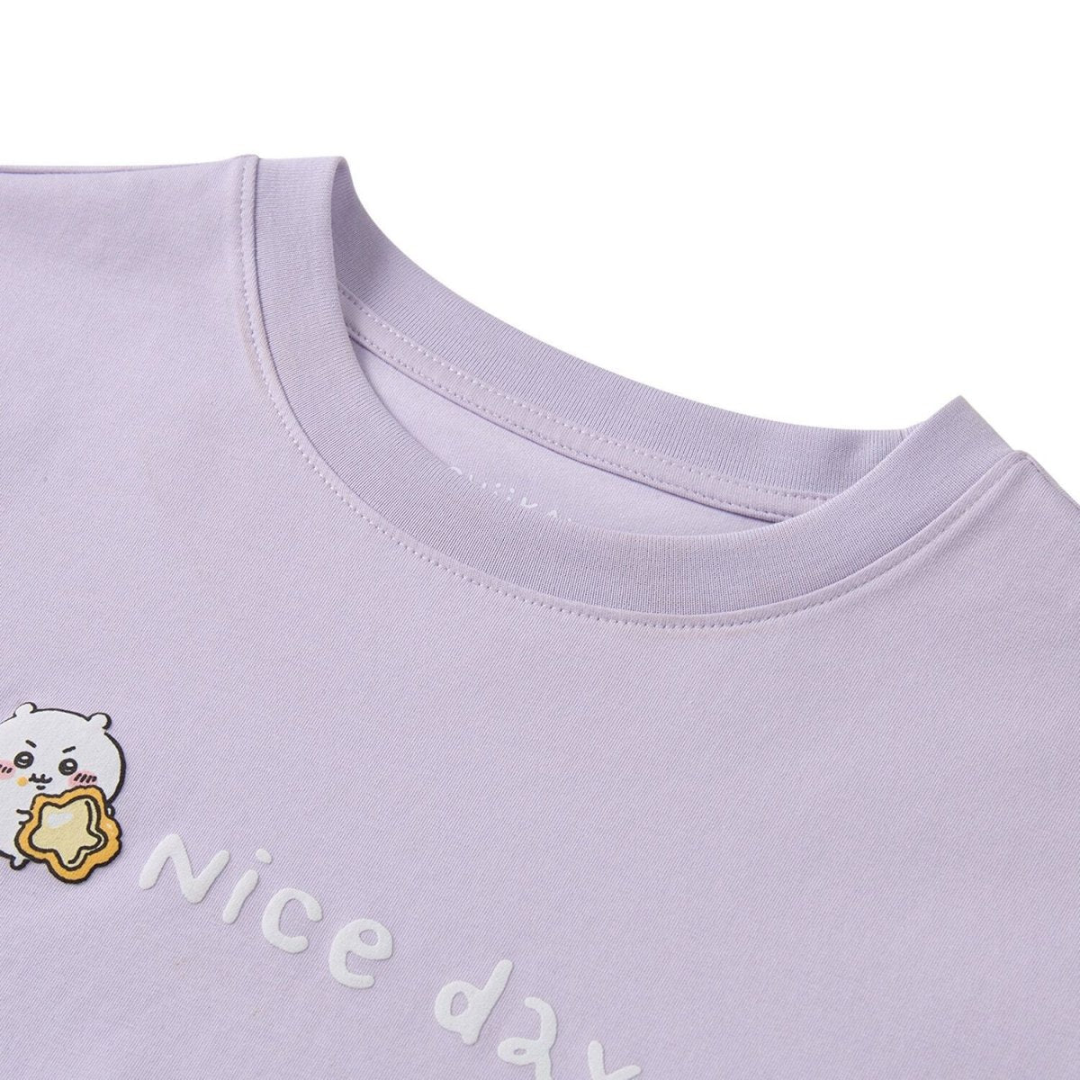 Giordano Women's Chiikawa Orchid Petal "Nice Day" Boyfriend Tee - Premium Print Tee