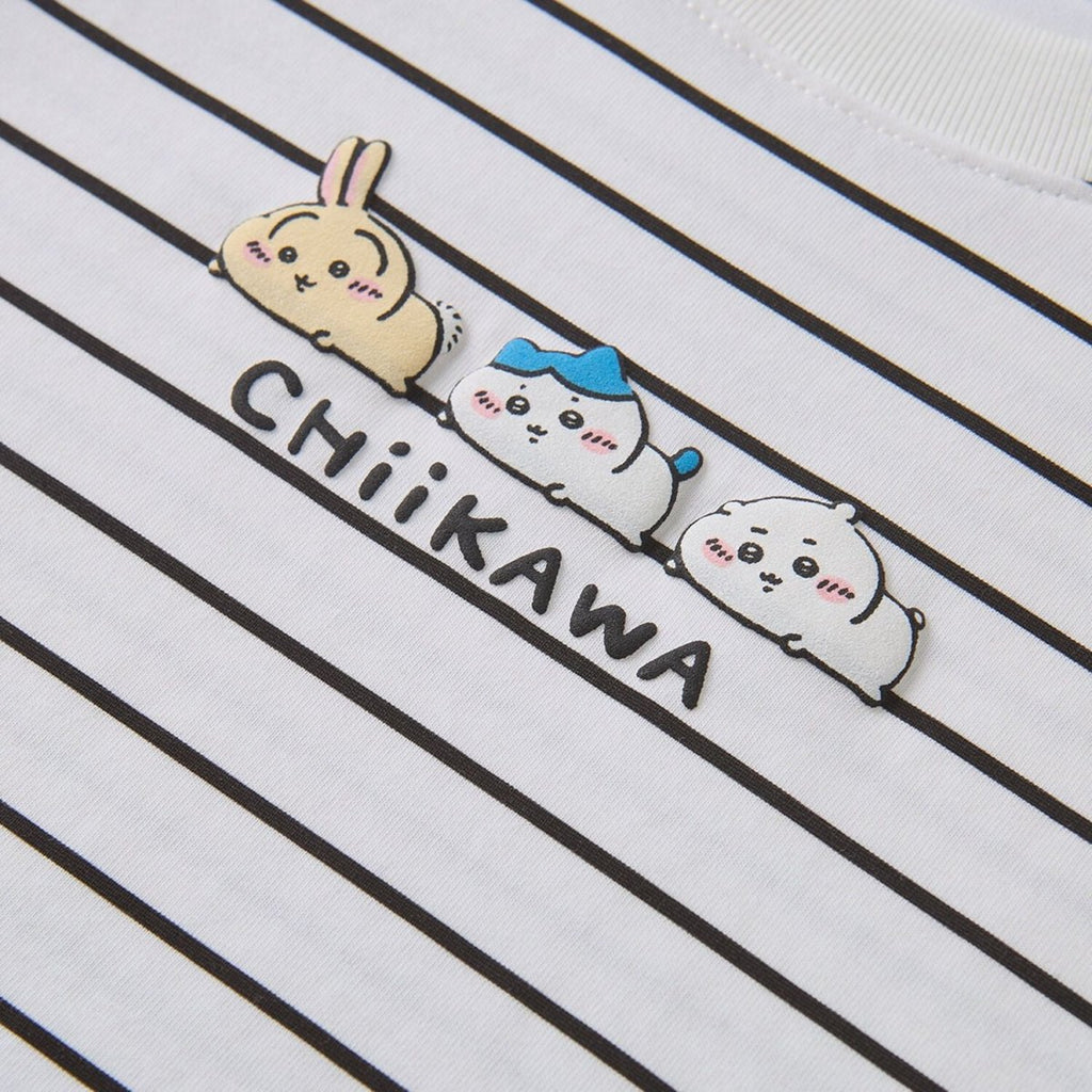Giordano Women's Chiikawa Striped Cropped Tee - Premium Print Tee