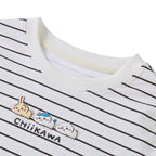 Giordano Women's Chiikawa Striped Cropped Tee - Premium Print Tee