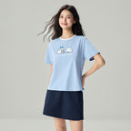 Giordano Women's Chiikawa Subdued Blue Boyfriend Fit Graphic Tee - Premium Print Tee