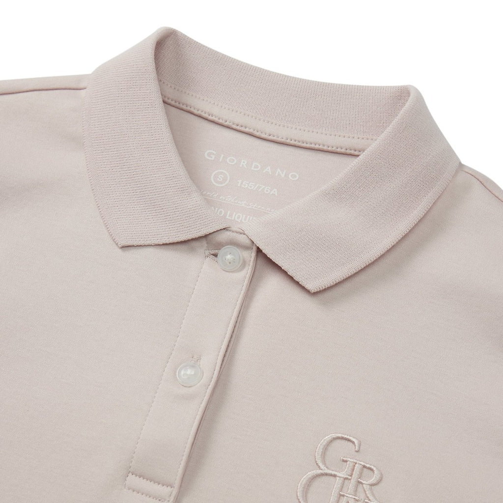 Giordano Women's Classic Slim Fit Embroidery Liquid Touch Solid Polo - Premium Polo