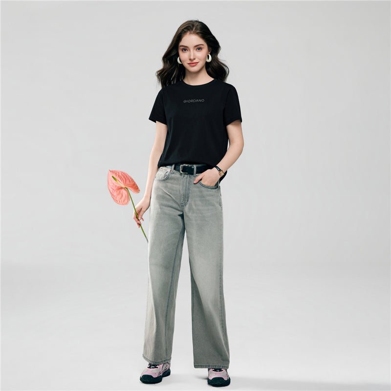 Giordano Women’s Comfort Fit Cotton Crew Neck Printed Tee - first_variant_option_2 Premium Print Tee for Giordano