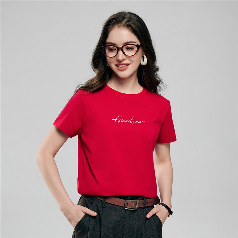 Giordano Women’s Comfort Fit Cotton Signature Print Tee - first_variant_option_2 Premium Print Tee for Giordano