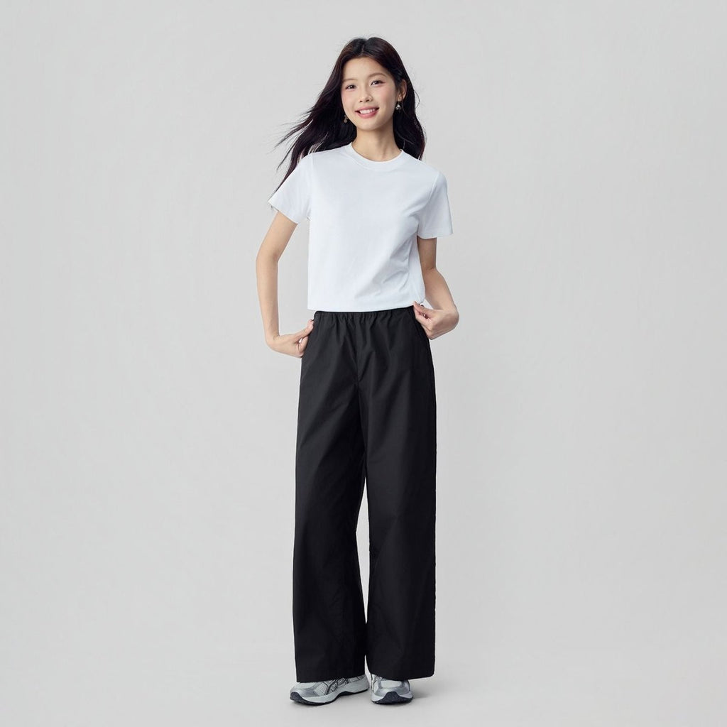 Giordano Women's Cool Touch Cotton Poplin Wide Leg Pants - Premium Pants