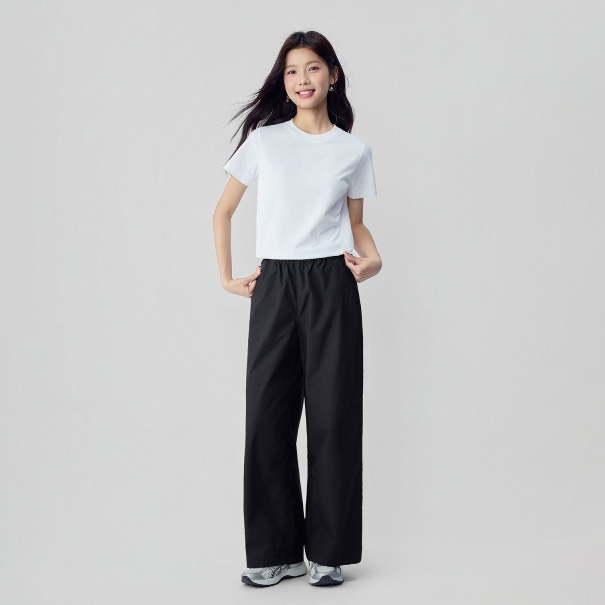Giordano Women's Cool Touch Cotton Poplin Wide Leg Pants - Premium Pants